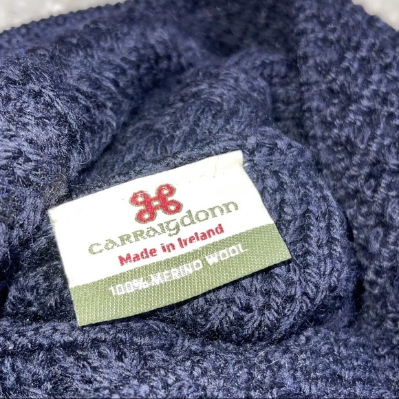 Caraig Donn Irish Merino Wool Fisherman Sweater Blue M - Picture 7 of 7